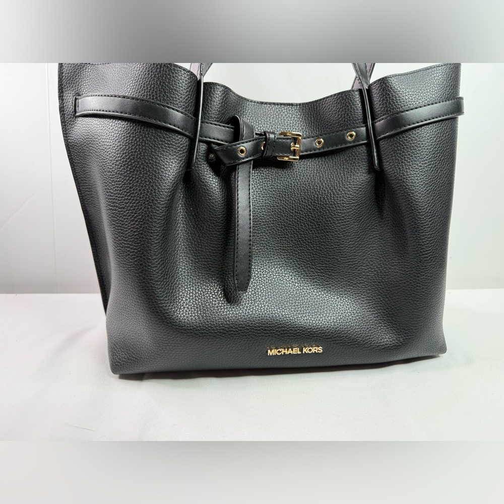 Michael Kors Emilia Large Pebbled Leather Tote Bag Black MSRP $558 - Picture 2 of 10